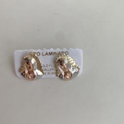 Arete Con Imagen De La Virgen De guadalupe En Baño De oro
