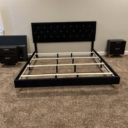 Headboard, bed frame, night stands