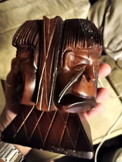 Antique hand carved tiki ash teay