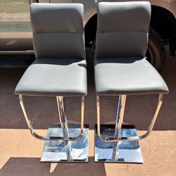 2 Leather Grey Bar Stools