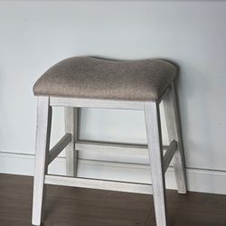Ashley Wooden Stool with Cloth Seat (Coastal/Farmhouse)
