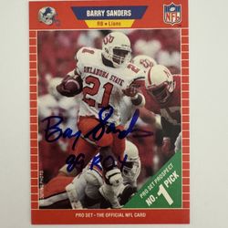 SIGNED Barry Sanders Rookie “89 ROY”! - Pro Set #494 - beautiful card (1989)