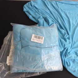 Set of two (2) turquoise stretch table covers made to fit standard 6 ft (30" x 72" x 30") rectangle