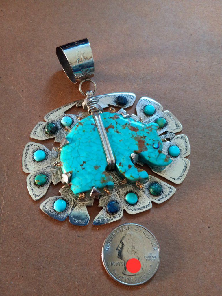 $700! Awesome 925 Sterling Silver Powwow Necklace Pendant 