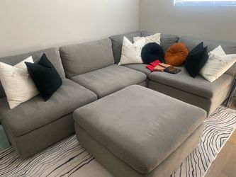 Grey Sectional Sofa with Matching Ottoman