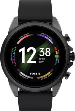 Fossil Gen 6 44mm Black Silicone Smartwatch Black Android Wear OS Touchscreen