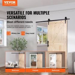 536**Barn Door and Hardware Kit, 36" x 84" Wood Sliding Barn Door, Smoothly and Quietly, Barn Door Kit with 8-in-1 Floor Guide and Door Handle, Spruce