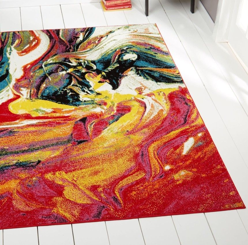 Red Abstract Rug 8x10