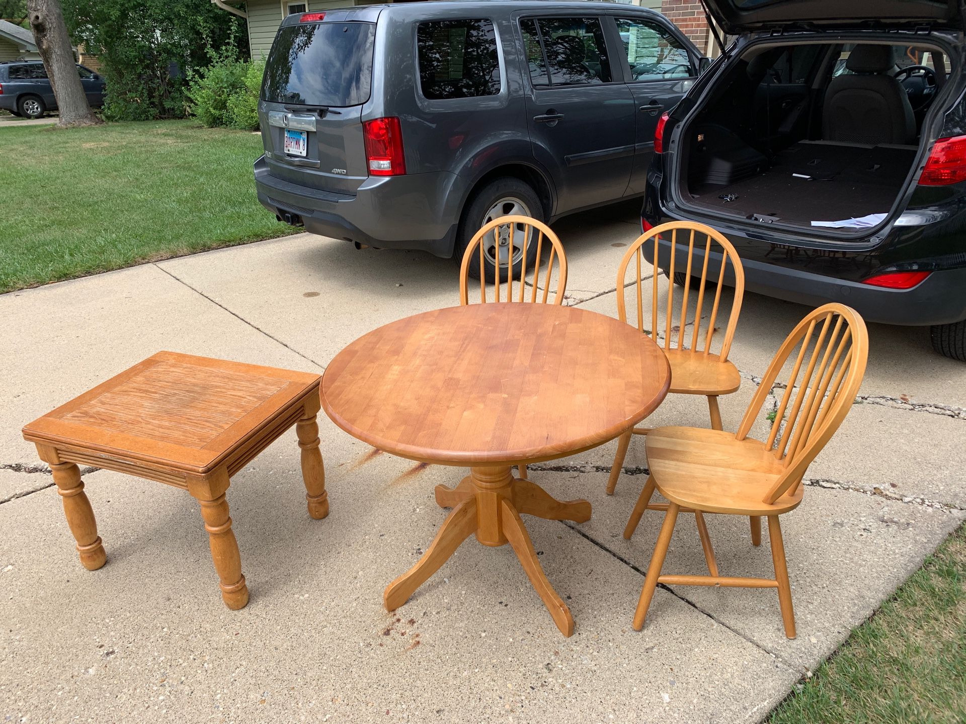Wooden breakfast table set and coffee table
