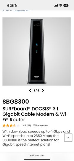 Surfboard DOCSIS 3.1 WiFi Cable Modem