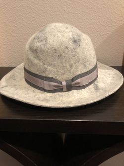 New gray color velvet hat with bow in front