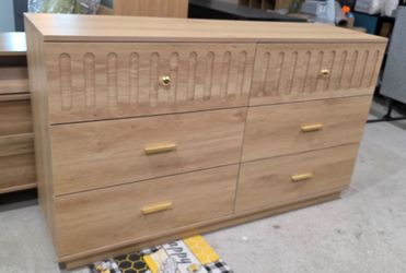 New stylish wooden double dresser with a modern ribbed design