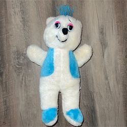 16" VINTAGE DAN BRECHNER WHITE BLUE PINK TEDDY BEAR STUFFED ANIMAL PLUSH TOY. Does not have pink bow tie