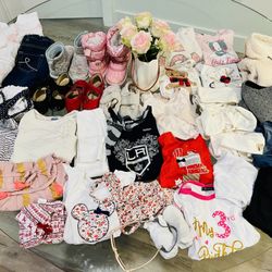 36 piece bundle of girl’s 3T clothing and shoes (7/8/9)