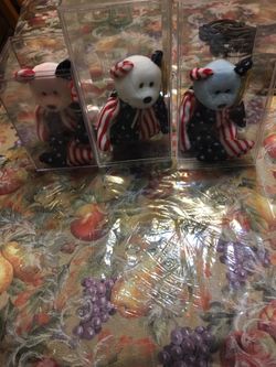 Rare ty beanie Babies Spangle white blue and pink