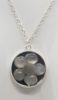 Natural Moonstone 21mm Silver Necklace