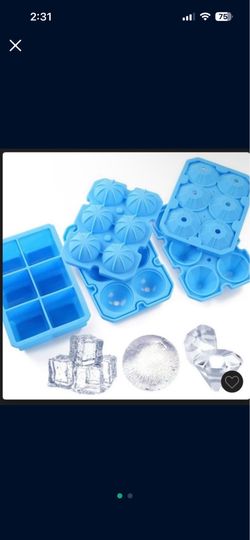 Ice Cube Trays, meidong 3 Pack Food-Grade Silicone Ice Cube Trays Round Big Ice $10 Firm