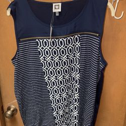 Anne Klein Navy Blue Tank Top Size XL NWT 