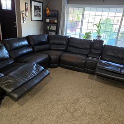Need To Sell. Brown Leather 3 Recliners sectional