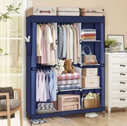 Portable Fabric Wardrobe Closet with Dustproof Cover