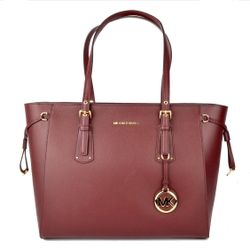 Michael Kors Maroon Leather Tote Bag 