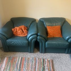 3pc Green Leather Sofa Set