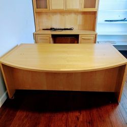 beautiful big solid wood desk and cabinet