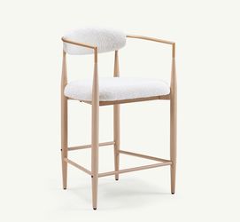 Modern Counter Stool with Boucle Seat
