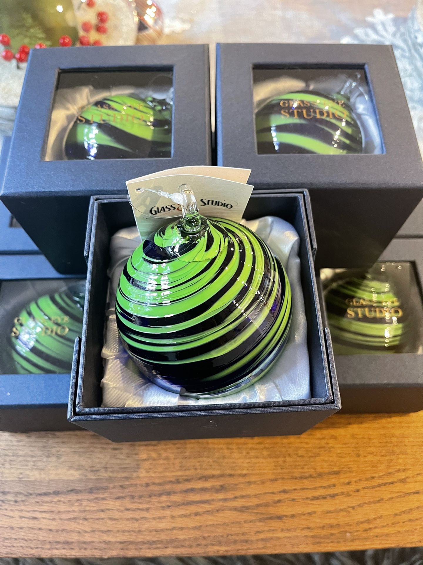 Hand Blown Christmas Glass Ornaments (Seahawks Color)