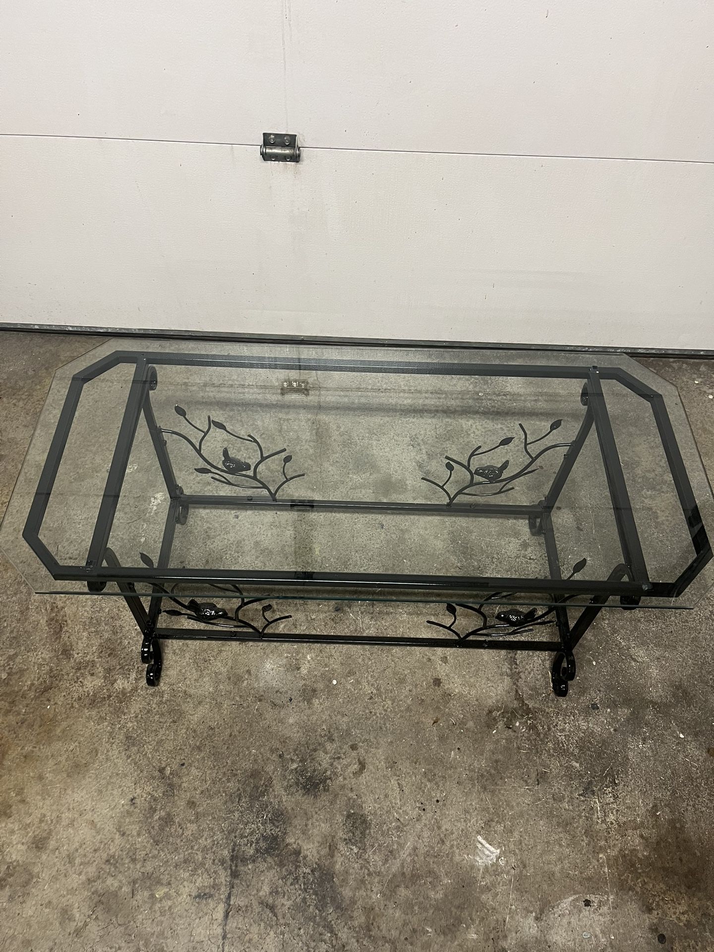 Beautiful Wrought Iron Glass Top Console Table in Excellent Condition