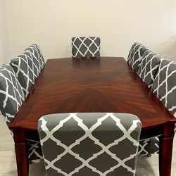 Wood table with chairs-seats up to 8 people