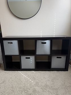 8-Cube Storage Shelf with Fabric Bins