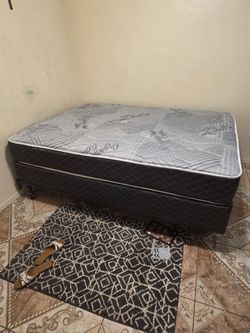 Full size mattress and box with frame