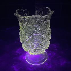 Antique Glass Celery Vase. Glows Under Black light 