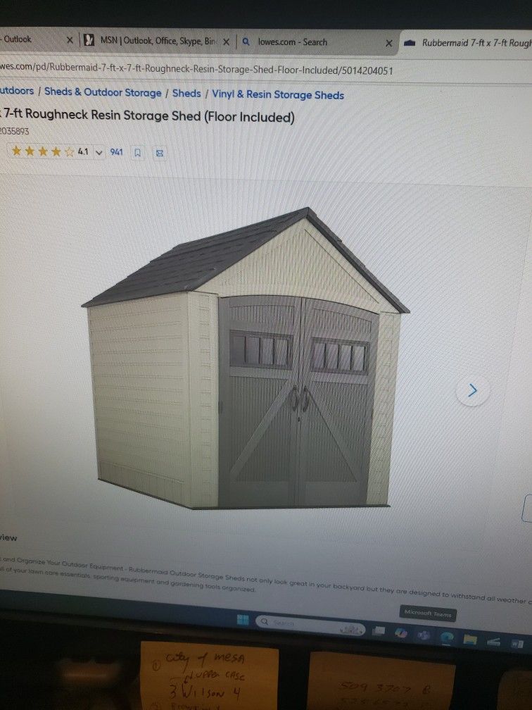 Rubbermaid Storage Shed (2) 8ftx 13ft Screen Gazebo (3) Coleman Screed Tent.