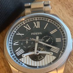  Fossil Automatic Black and Silver Dial Stainless Steel Men's Watch Item No. ME3046