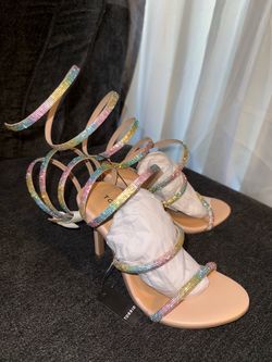 Torrid Lace Up Embroidered Heel Sandle