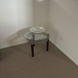 Round Glass End Table 