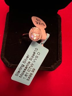 BNWT 1.61 CTW Oval Moissanite Halo Ring Sterling Silver Size 10 Retail $499.99