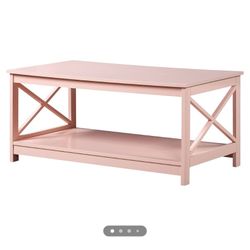 pink wood coffee table   pretty much new I bought in December 
