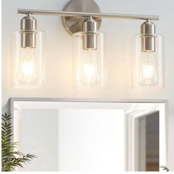 3-Light Bathroom Light Fixture Brushed Nickel 