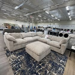 New Corduroy Fabric 6pc Modular Sectional 