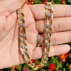 925 Italian Silver Men’s chain with 14k gold Overlay