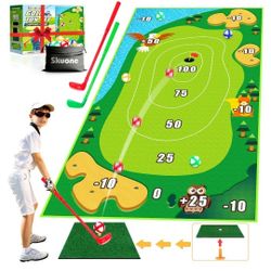 Chipping Golf Toy Game with 2 Clubs, Indoor Outdoor Games for Kids Adults and Family