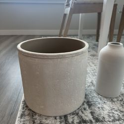 Textured Pot And White Textured vase 