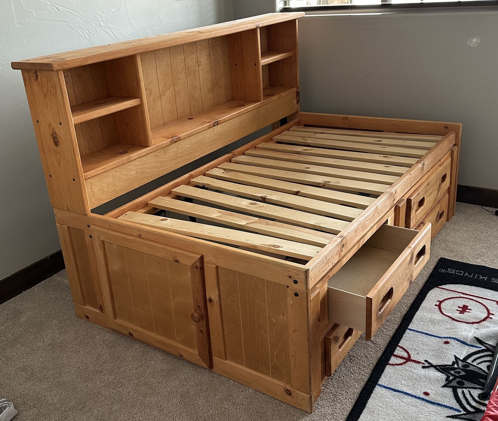 Twin Bed Frame With Bookcase