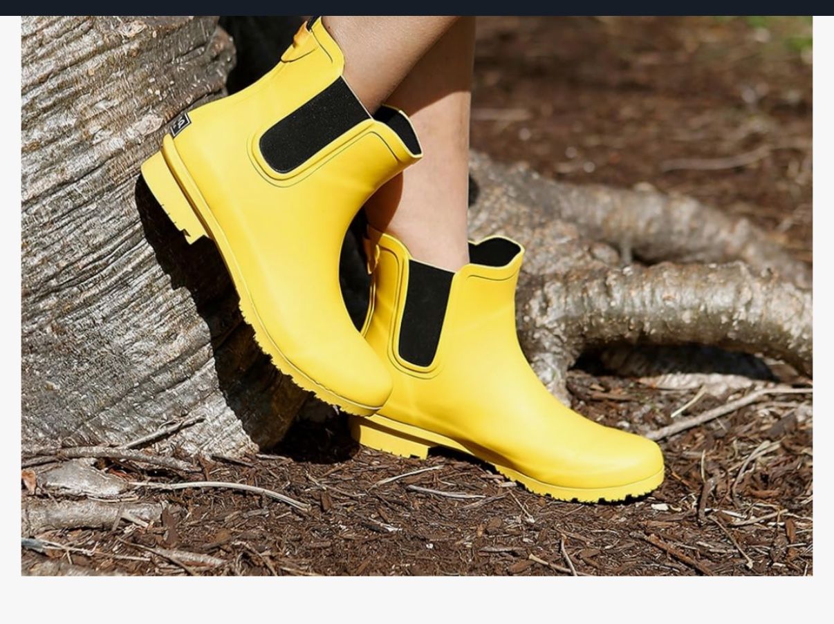 Wide Ankle Rain Boots For women, Natural Rubber SIZE 9