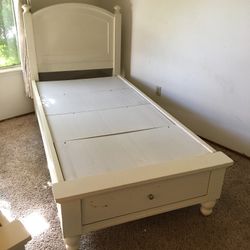Platform Twin White Storage Bed Frame 