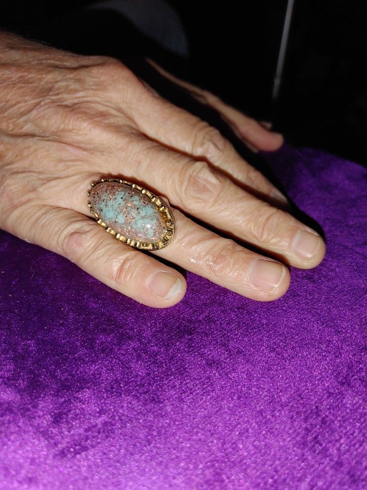 Pretty Faux Opal Cocktail Ring, Adjustable