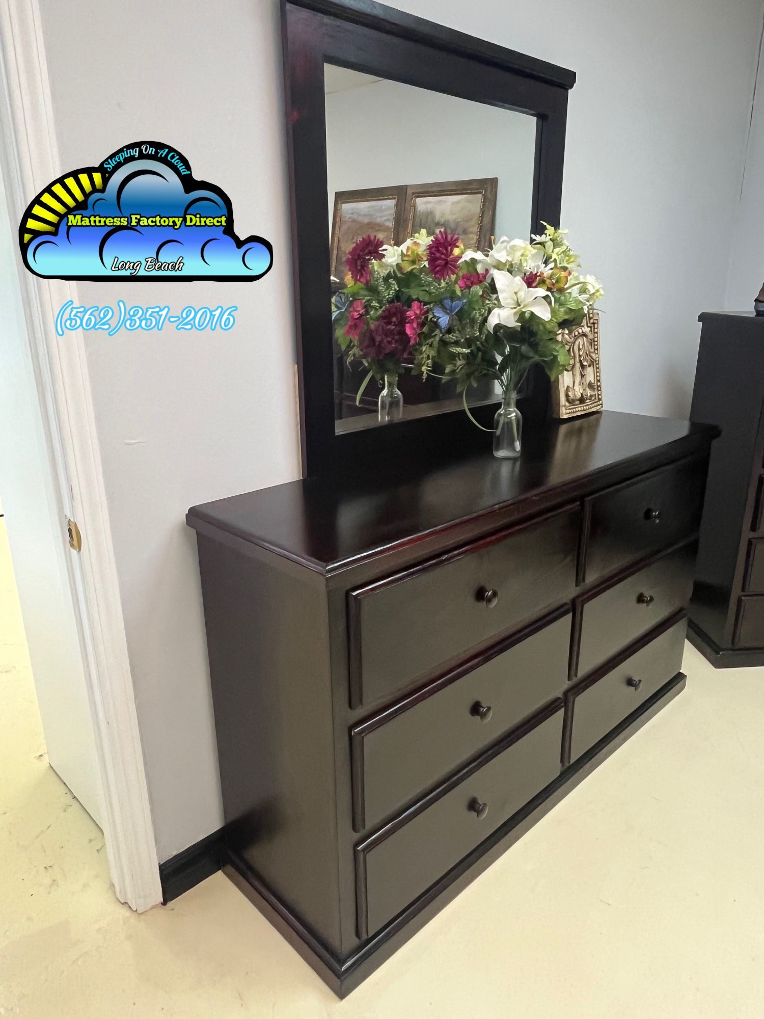Six Drawer Dresser Cherry With Mirror New Cajonera Comoda 